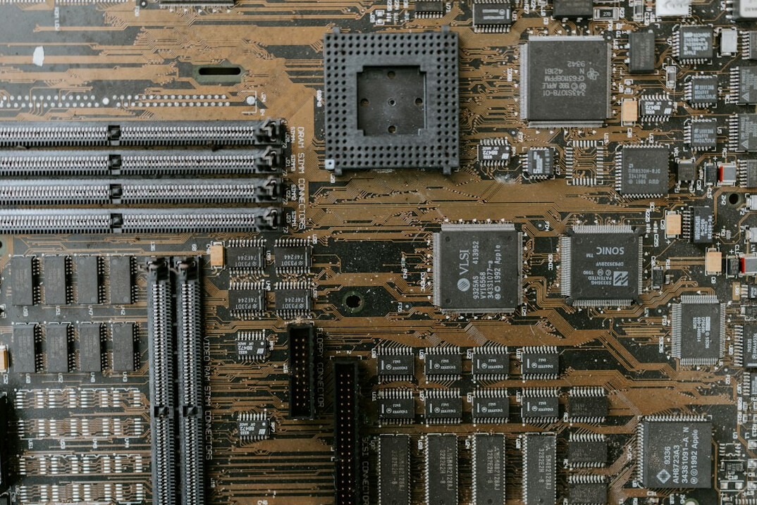 Close-up of a computer circuit board with components